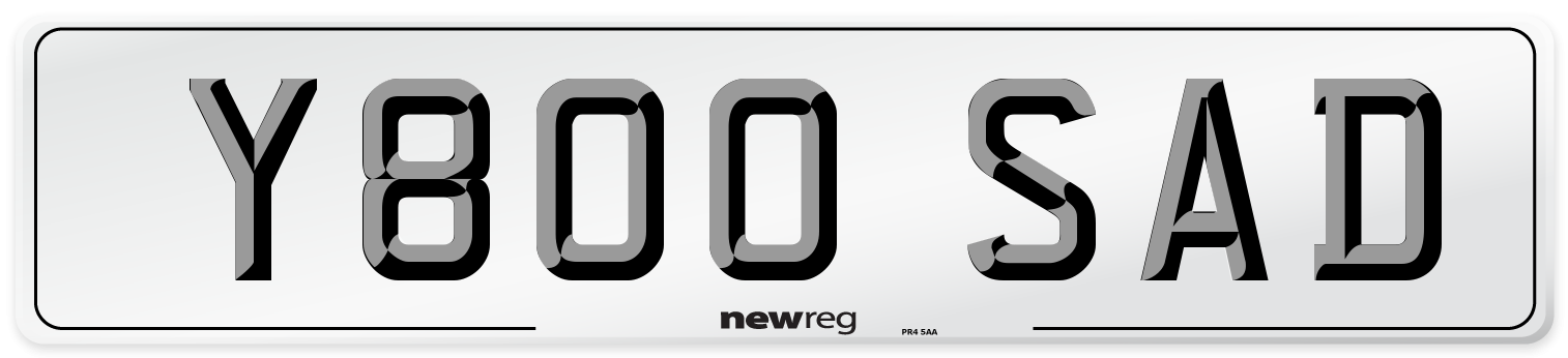 Y800 SAD Number Plate from New Reg